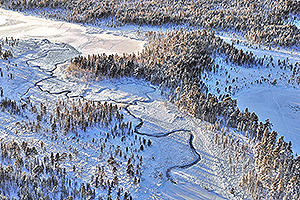 Meandering river near