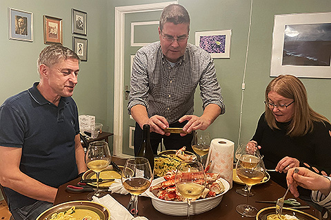 OJ, Jim and Pia at dinner