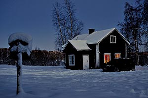 Cabin after sunset