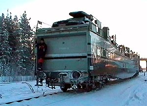 Cars arriving by train in Kolari