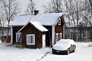 Cabin after snowstorm
